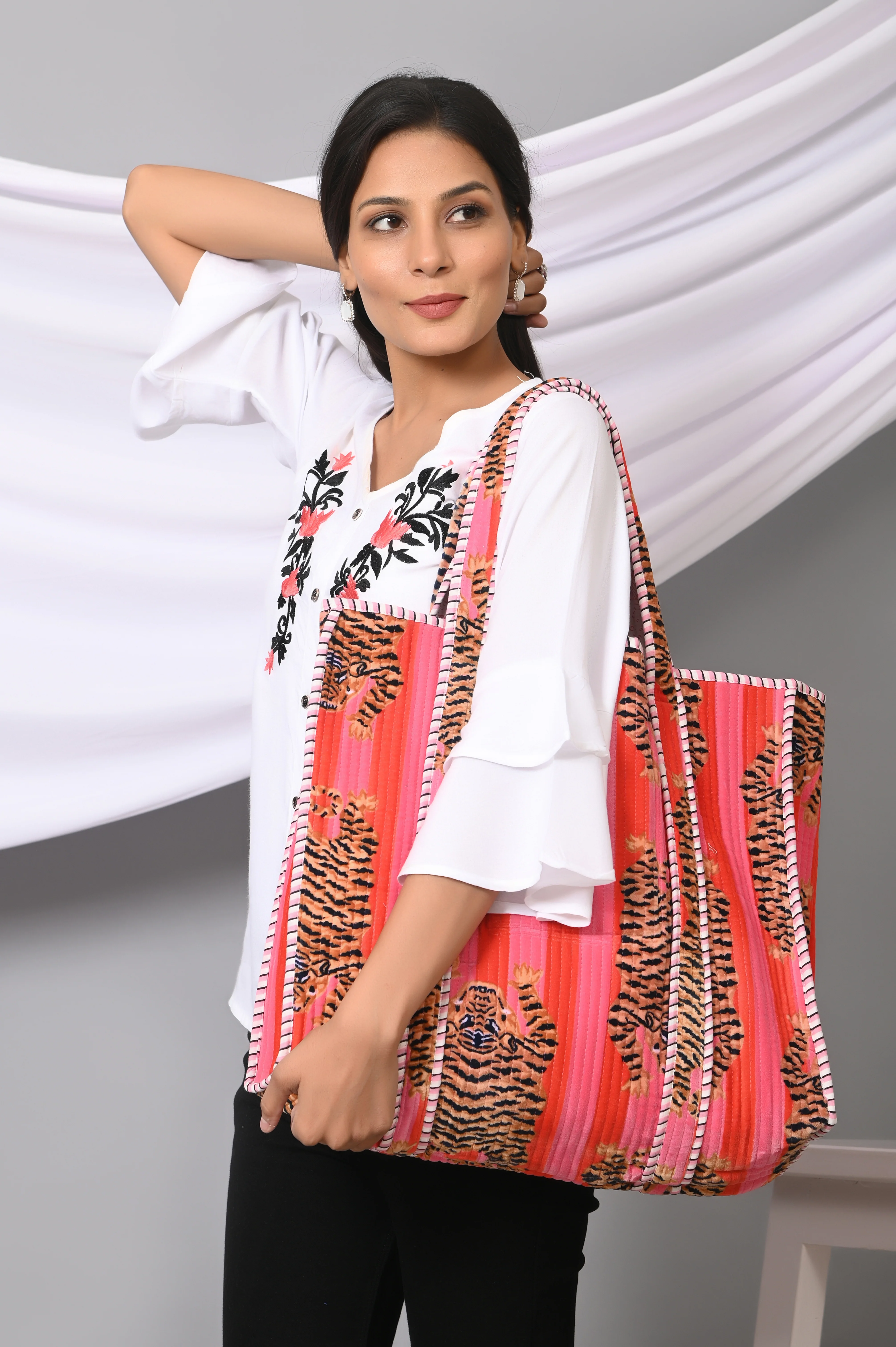 The Tibetan Tiger Tote in Velvet - Image 42